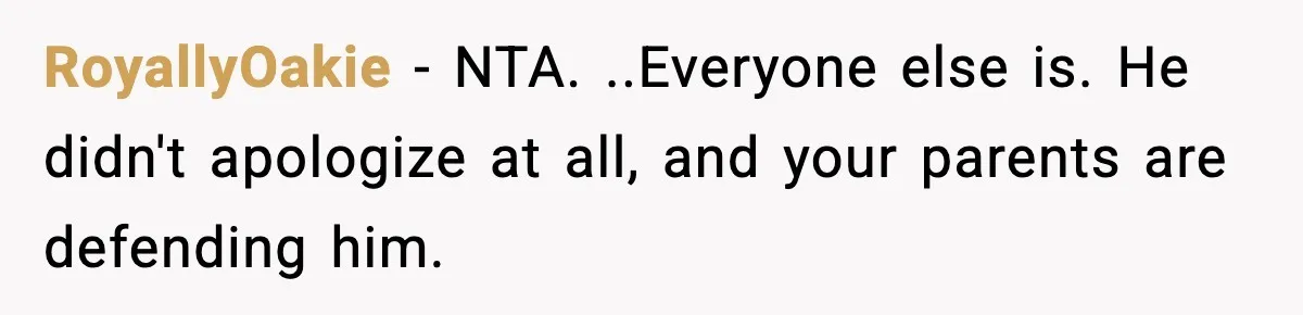 Brother Called Her A "Slut" Over A Modest Swimsuit, Then Her Parents Said She Was Overreacting RoyallyOakie − NTA. ..Everyone else is. He didn't apologize at all, and your parents are defending him.