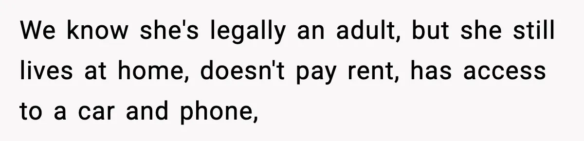 Parents Ban Daughter's Miami Trip, Reddit Says They're Holding On Too Tight We know she's legally an adult, but she still lives at home, doesn't pay rent, has access to a car and phone,