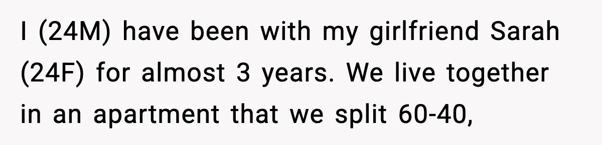 Man Refuses To Let Girlfriend’s Sister Stay After She Disrespects Him In Front Of Family I (24M) have been with my girlfriend Sarah (24F) for almost 3 years. We live together in an apartment that we split 60-40,