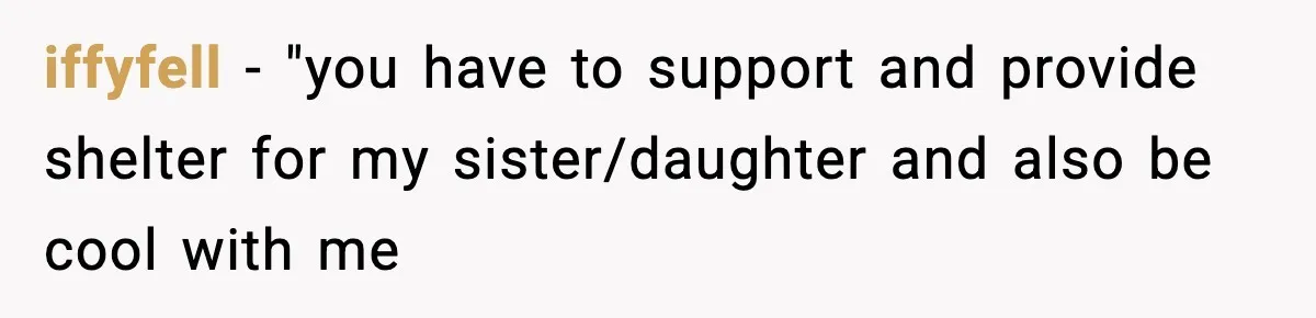 Man Refuses To Let Girlfriend’s Sister Stay After She Disrespects Him In Front Of Family iffyfell − "you have to support and provide shelter for my sister/daughter and also be cool with me