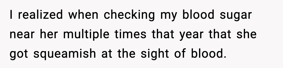 Substitute Teacher Demands A Student Turn Off Her Insulin Pump, Then Realizes She Made A Huge Mistake I realized when checking my blood sugar near her multiple times that year that she got squeamish at the sight of blood.