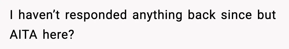 I haven’t responded anything back since but AITA here?