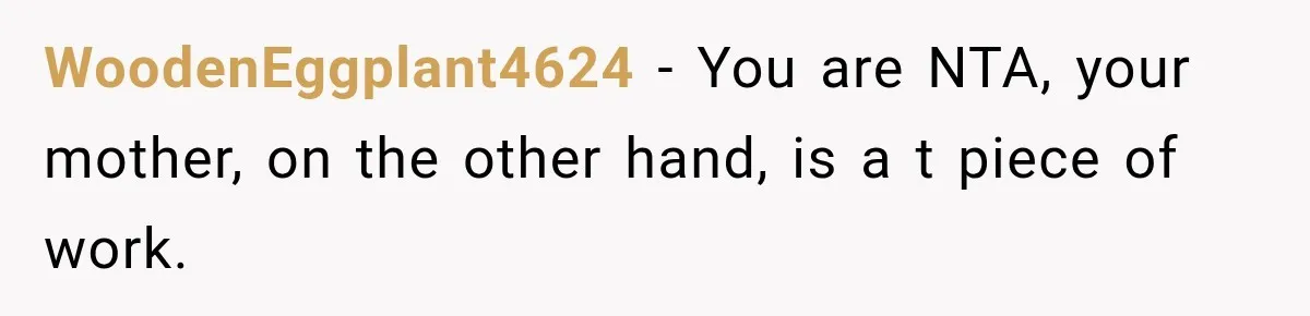 Mom Changed Her Sister’s Birthday Restaurant, Then Couldn’t Understand Why Anyone Was Upset WoodenEggplant4624 − You are NTA, your mother, on the other hand, is a t piece of work.