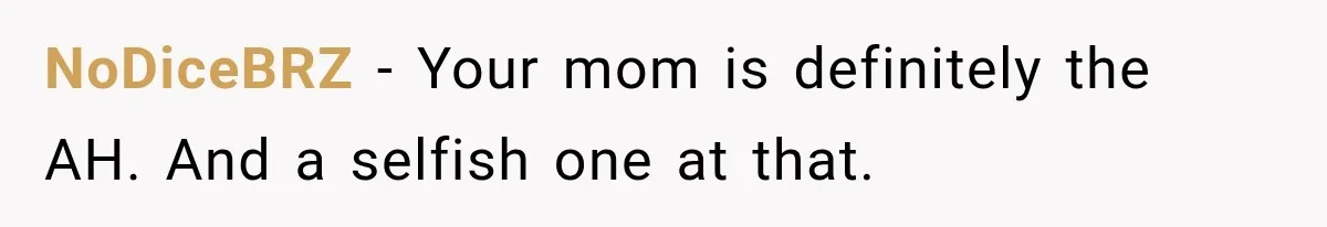 Mom Changed Her Sister’s Birthday Restaurant, Then Couldn’t Understand Why Anyone Was Upset NoDiceBRZ − Your mom is definitely the AH. And a selfish one at that.