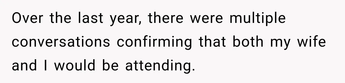 Childhood Friend Cuts His Wife From Guest List, He Declines to Go Over the last year, there were multiple conversations confirming that both my wife and I would be attending.
