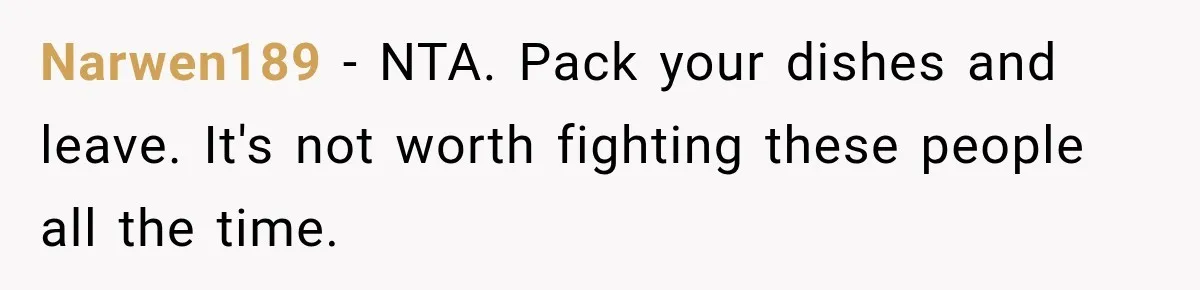 Woman Cared For Her Mother Until The End, Now Relatives Call Her A Hoarder Narwen189 − NTA. Pack your dishes and leave. It's not worth fighting these people all the time.