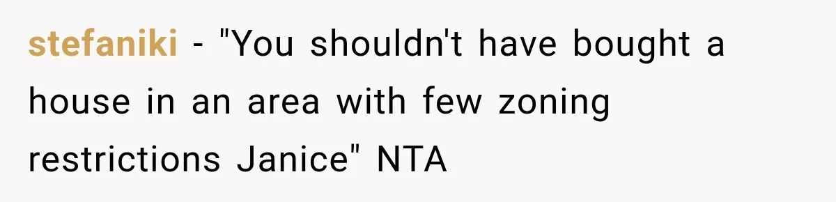 They Legally Do Everything Zoning Allows, Yet Three Of Four Neighbors Are Furious stefaniki − "You shouldn't have bought a house in an area with few zoning restrictions Janice" NTA