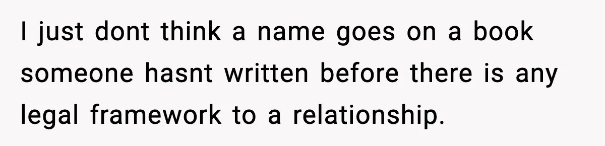 Woman Refuses To Share Authorship On Her Novel, Even Though Her Fiancé Demands Credit I just dont think a name goes on a book someone hasnt written before there is any legal framework to a relationship.