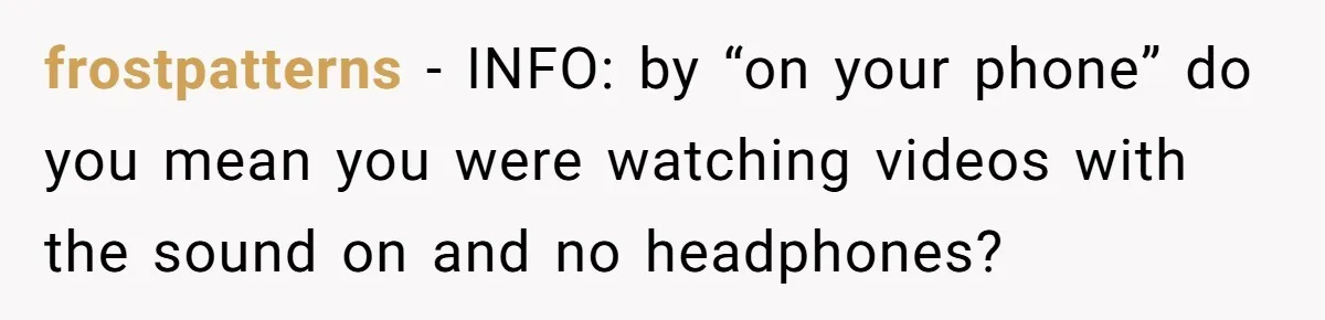 frostpatterns − INFO: by “on your phone” do you mean you were watching videos with the sound on and no headphones?