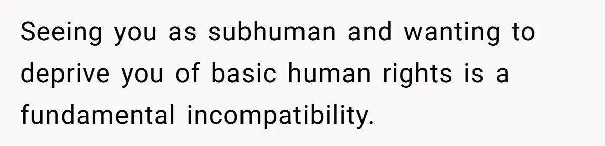Woman Reconsiders Five-Year Relationship After Boyfriend Says Women Shouldn’t Be Allowed To Vote Seeing you as subhuman and wanting to deprive you of basic human rights is a fundamental incompatibility.